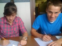 Ukrainian Children doing Homework